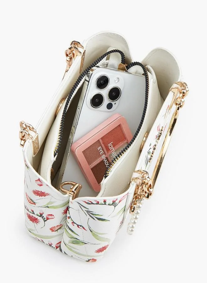 Flora Bella By Shoexpress  Printed Tote Bag With Detachable Shoulder Strap for Women | Best Price UAE